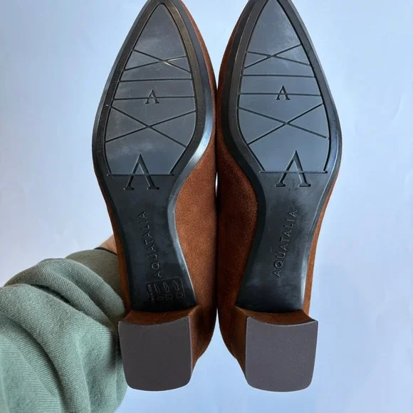 Aquatalia Women's 9 Pasha Suede‎ Pumps Waterproof Heel Brown Made in Italy 1.8" - Picture 13 of 14